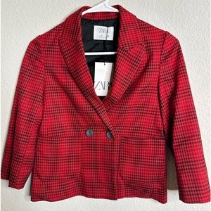 ZARA Blazer.  Red & Black.  Youth 8.  New With Tags.